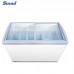 Wowcooler 208L Commercial Chest Glass Door Meat Chiller Ice Cream Fridge Display Freezer Manufacturer, Wholesale, Custom, OEM, Bulk Buy